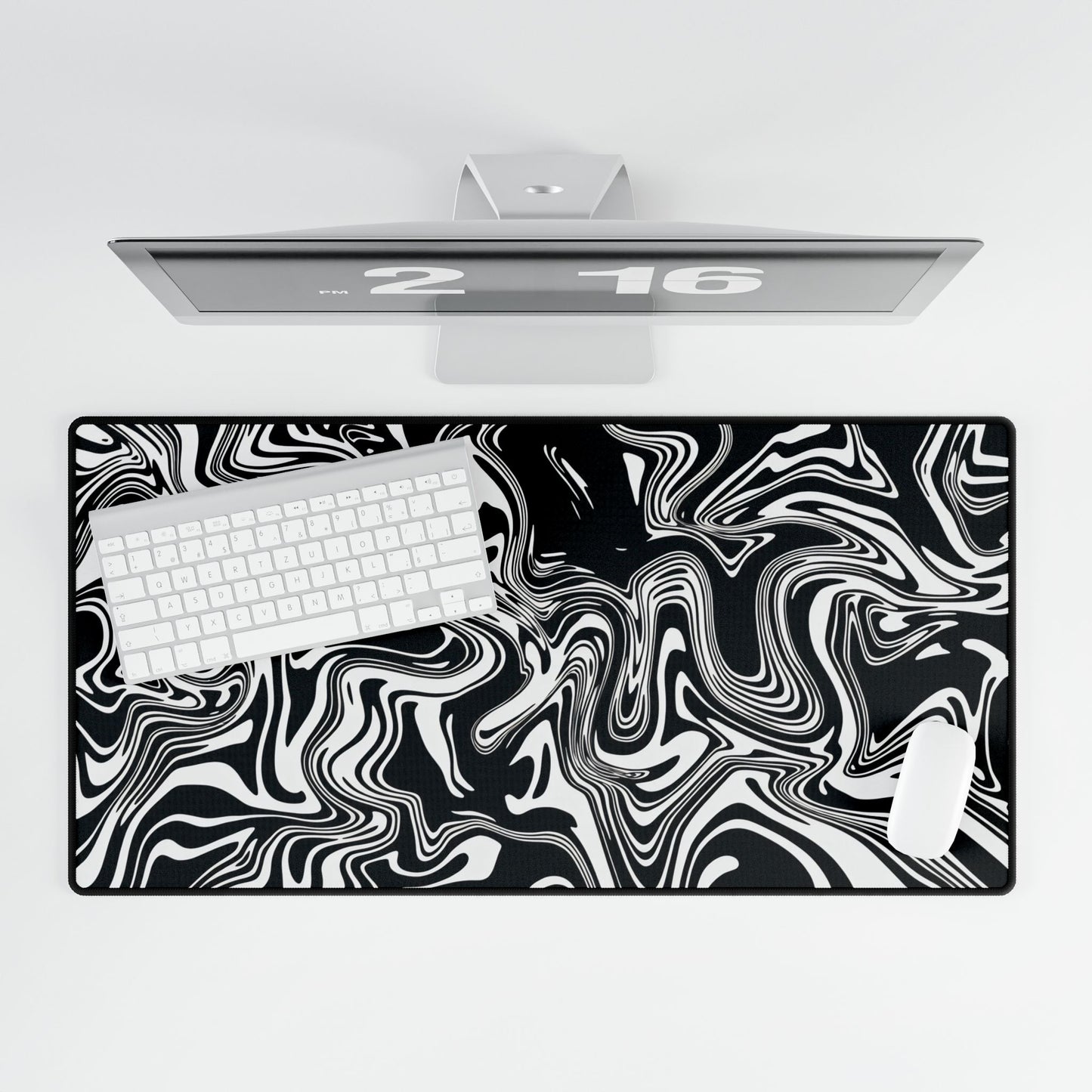 Abstract art black and white desk mat