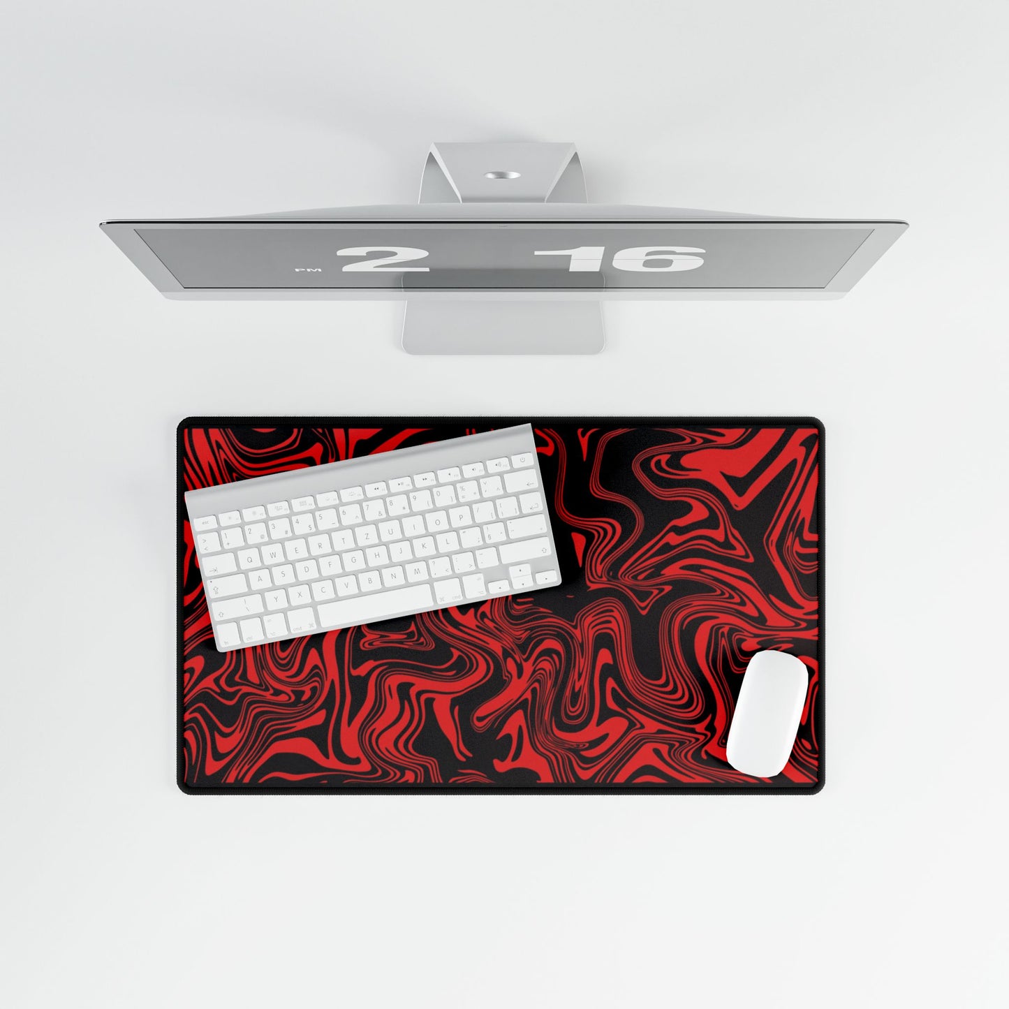 Red Marble Swirl Desk Mat — Large Gaming & Office Mouse Pad
