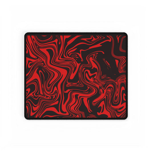 Red Marble Swirl Desk Mat — Large Gaming & Office Mouse Pad