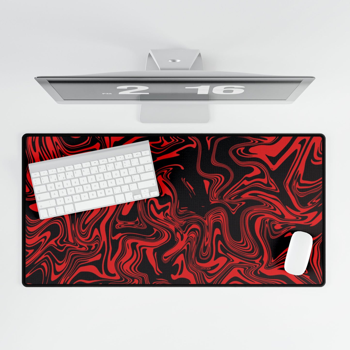 Red Marble Swirl Desk Mat — Large Gaming & Office Mouse Pad