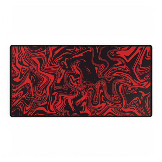 Red Marble Swirl Desk Mat — Large Gaming & Office Mouse Pad