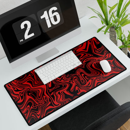 Red Marble Swirl Desk Mat — Large Gaming & Office Mouse Pad