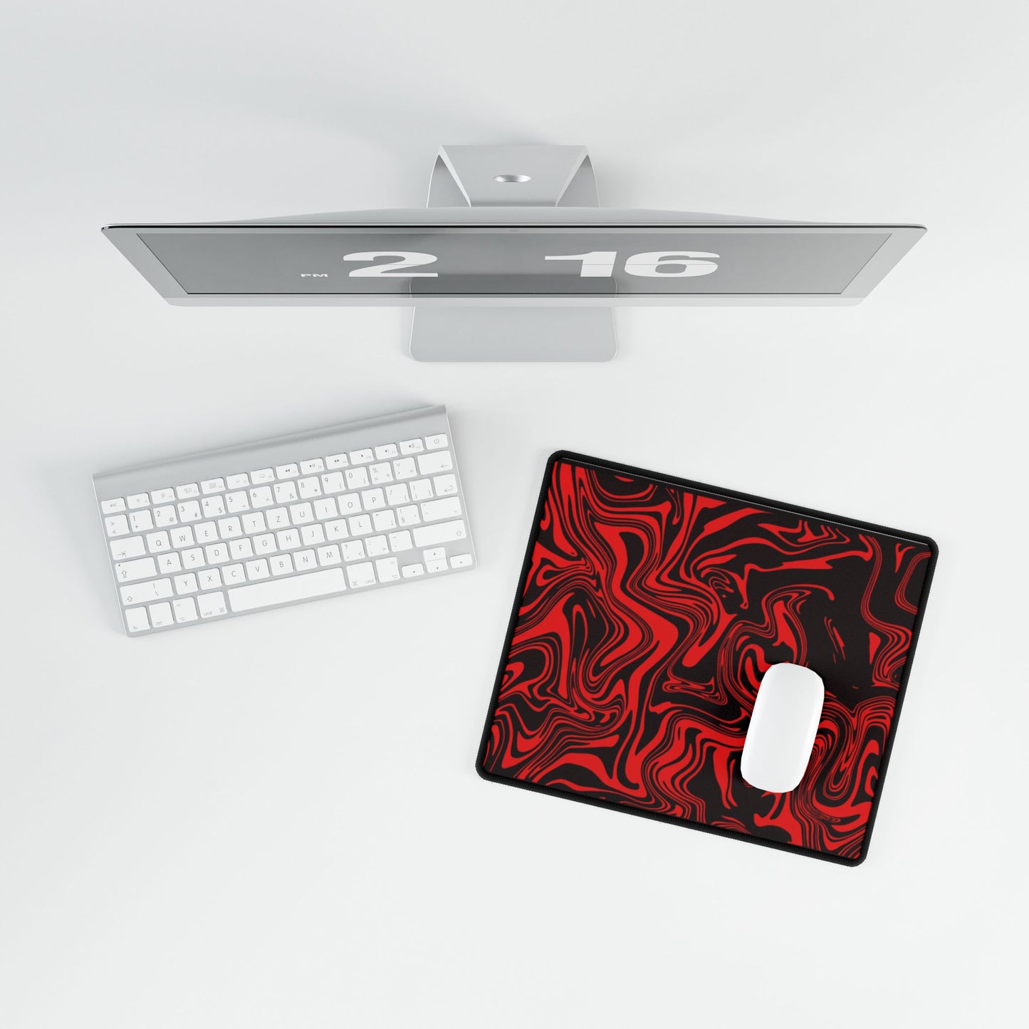 Red Marble Swirl Desk Mat — Large Gaming & Office Mouse Pad