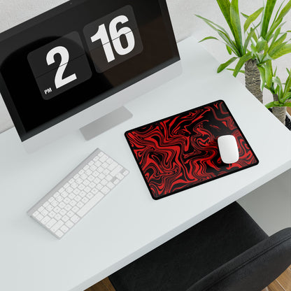 Red Marble Swirl Desk Mat — Large Gaming & Office Mouse Pad