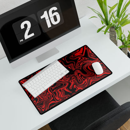 Red Marble Swirl Desk Mat — Large Gaming & Office Mouse Pad